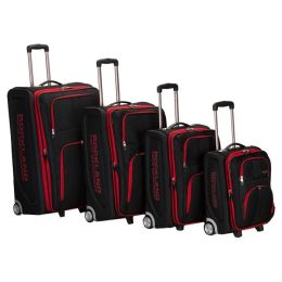 Rockland 4PC EVA LUGGAGE SET, BLACK with Red Trim