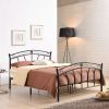 Full size Black Metal Platform Bed with Curvy Headboard and Footboard