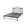 Full size Black Platform Bed Frame with Metal Slats and Headboard