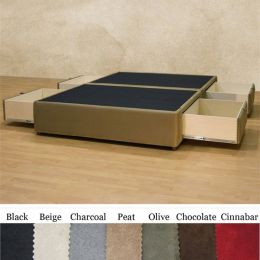 Full size Charcoal Microfiber Upholstered Platform Bed with 4 Storage Drawers