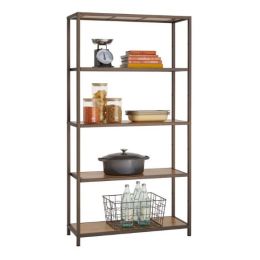 Heavy Duty 5-Shelf Steel Frame Shelving Unit with Bamboo Shelves