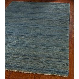 Hand-knotted All-Natural Oceans Blue Hemp Rug (5' x 8')