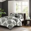 King size 5-Piece Damask White Black Comforter Set