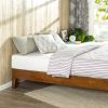 King size Modern Low Profile Solid Wood Platform Bed Frame in Cherry Finish