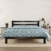 King size Heavy Duty Metal Platform Bed Frame with Headboard and Wood Slats