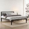 King Metal Platform Bed Frame with Headboard and Wood Slats