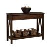 2-Drawer Console Sofa Table Living Room Storage Shelf in Tobacco Brown