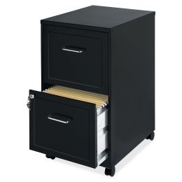 Black Metal 2-Drawer Filing Cabinet with Rolling Casters / Wheels