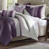 King size Bed in Bag Comforter Set Amethyst Plum Purple Gray Stripes