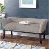 Modern Mid-Century Grey Upholstered Accent Bench