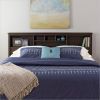 King size Bookcase Headboard in Espresso Wood Finish