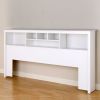 King size Stylish Bookcase Headboard in White Wood Finish