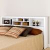 King size Stylish Bookcase Headboard in White Wood Finish