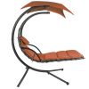 Orange/Red Single Person Sturdy Modern Chaise Lounger Hammock Chair Porch Swing