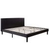 Queen Espresso Faux Leather Platform Bed Frame with Headboard