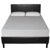 Queen Espresso Faux Leather Platform Bed Frame with Headboard