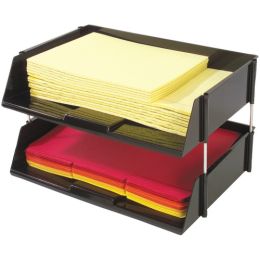 Deflecto Industrial Tray Side-load Stacking Trays With Risers 2 Pk
