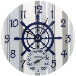 Springfield 14" Poly Resin Clock With Thermometer (captain&#039;s Wheel)