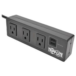 Tripp Lite Protect It! 3-outlet Surge Protector With 2 Usb Ports & Desk Clamp