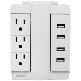 Rca 3-outlet Swivel Wall Tap With 4 Usb Ports