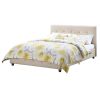 Full size Tan Linen Upholstered Platform Bed Frame with Button-Tufted Headboard