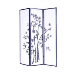 3-Panel Asian Shoji Screen Room Divider with Bamboo Print