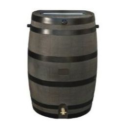 50-Gallon Wood Grain Rain Barrel with Brass Spigot