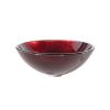 Round Red Tempered Glass Bowl Shape Vessel Bathroom Sink