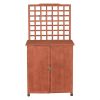 Outdoor Storage Solid Wood Cabinet Potting Bench with Hanging Lattice Trellis