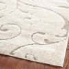 3'3 x 5'3 Shag Area Rug in Beige Off White with Scrolling Floral Pattern