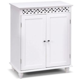 White Modern 2-Door Bathroom Storage Floor Cabinet