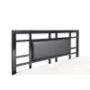 Twin Metal Platform Bed Frame with Black Upholstered Center Panel Headboard