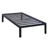 Twin size Sturdy Black Metal Platform Bed Frame with Wide Steel Slats