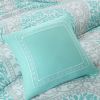 Twin / Twin XL Aqua Teal Turquoise Blue White Modern Damask Comforter Set