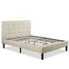 Full size Taupe Beige Upholstered Platform Bed Frame with Headboard