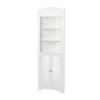 Bathroom Linen Tower Corner Storage Cabinet with 3 Open Shelves in White