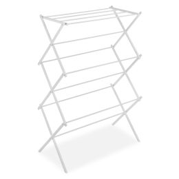 White Folding Laundry Dryer Clothes Drying Rack - Sturdy Steel Desig