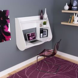 White Modern Wall-Mount Laptop Computer Desk in White