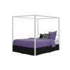 Queen size Modern White Metal Canopy Bed - No Box-Springs Required