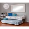 Twin size Roll Out Trundle Bed Frame in White Metal